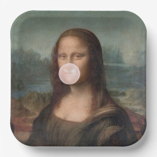Mona Lisa Blasst Pink Bubble gum Pappteller