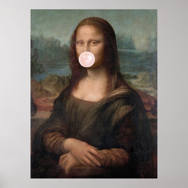 Mona Lisa Blasst Pink Bubble gum Poster (Vorne)