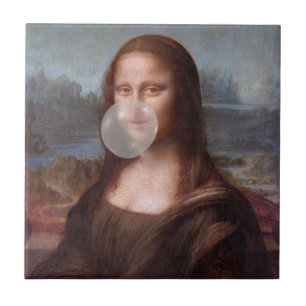 Mona Lisa bläst graues Kaugummi Fliese