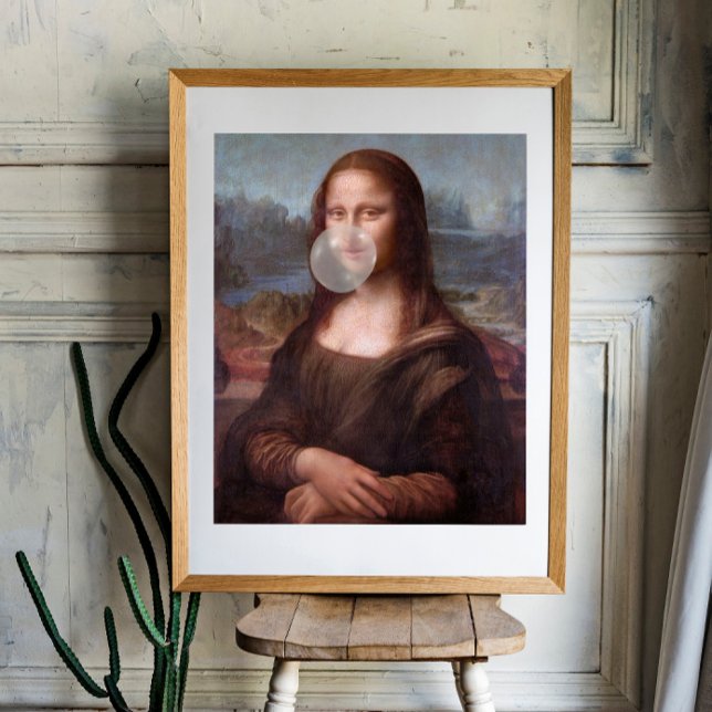 Mona Lisa bläst graues Kaugummi Fotodruck (Von Creator hochgeladen)