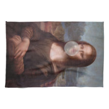 Mona Lisa bläst graues Kaugummi