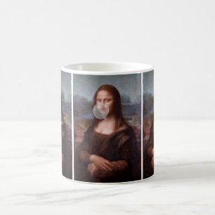 Mona Lisa bläst graues Kaugummi Kaffeetasse