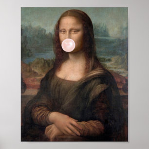 Mona Lisa bläst rosa Kaugummi Poster