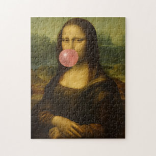 Mona Lisa bläst rosa Kaugummi Puzzle