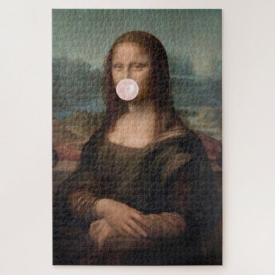 Mona Lisa bläst rosa Kaugummi Puzzle