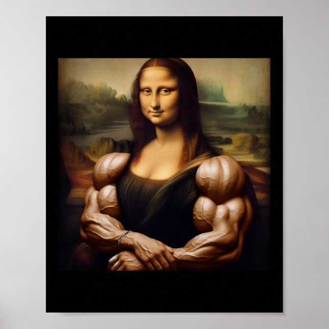 Mona Lisa Bodybuilding Funny Geschenk 1 Poster (Vorne)