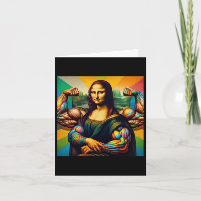 Mona Lisa Bodybuilding Funny Geschenk 2 Karte (Vorderseite)