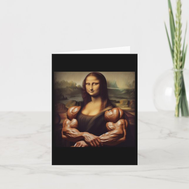Mona Lisa Bodybuilding Funny Geschenk 4 Karte (Vorderseite)
