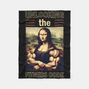 Mona Lisa Bodybuilding Muscle Gym Weightlift Wo Fleecedecke
