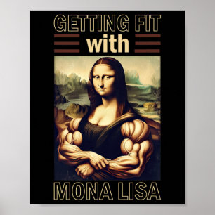 Mona Lisa Bodybuilding Muscle Gym Weightlift Wo Poster