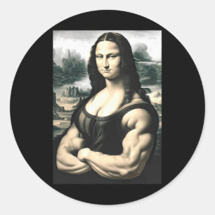 Mona Lisa Bodybuilding Parody Leonardo Da Vinci Me Runder Aufkleber