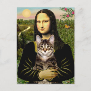 Mona Lisa - Brown Tabby Tiger cat Postkarte