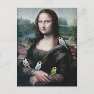 Mona Lisa & Budgies Postkarte
