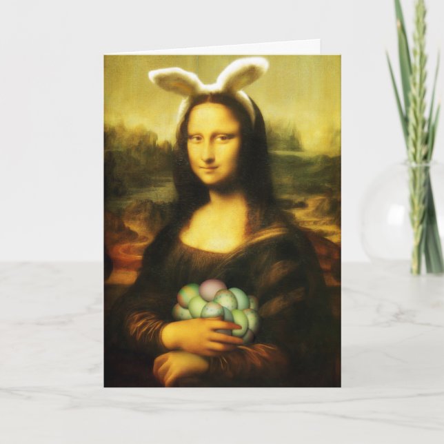 Mona Lisa Bunny Oars Ostera Feiertagskarte (Vorderseite)