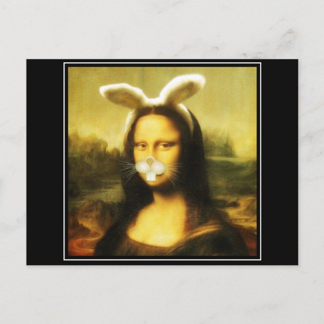 Mona Lisa Bunny Oars Ostera Feiertagspostkarte (Vorderseite)