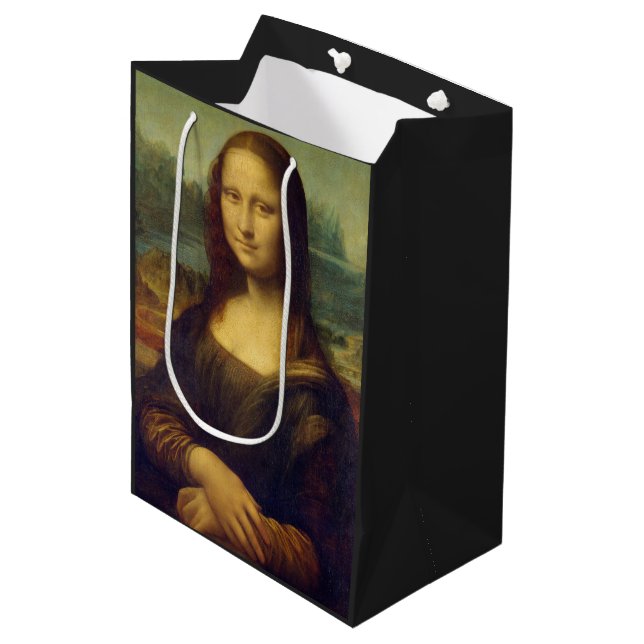 Mona Lisa by Leonardo Da Vinci Mittlere Geschenktüte (Vorderseite Schrägansicht)