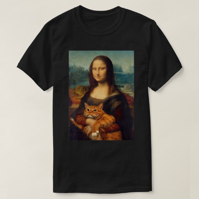 Mona Lisa + Cat T - Shirt T - Shirt (Design vorne)