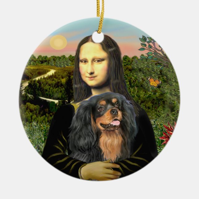 Mona Lisa - Cavalier (schwarz/tan) Keramik Ornament (Vorne)
