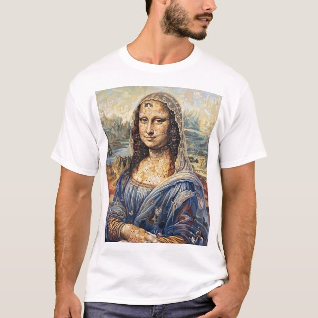 Mona Lisa collage art made with cat faces T-Shirt (Vorderseite)