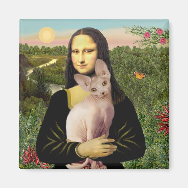 Mona Lisa - Cream Sphynx cat Magnet (Vorne)