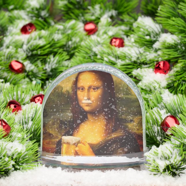 Mona Lisa drinking beer Beer lovers  Schneekugeln (Weihnachten)