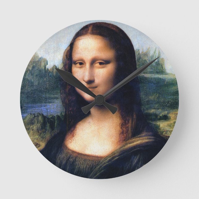 Mona Lisa durch Leonardo da Vinci Runde Wanduhr (Vorderseite)