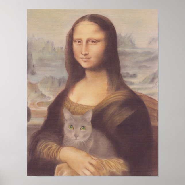 Mona Lisa e Russian Blue Cat Leonardo da Vinci Poster (Vorne)