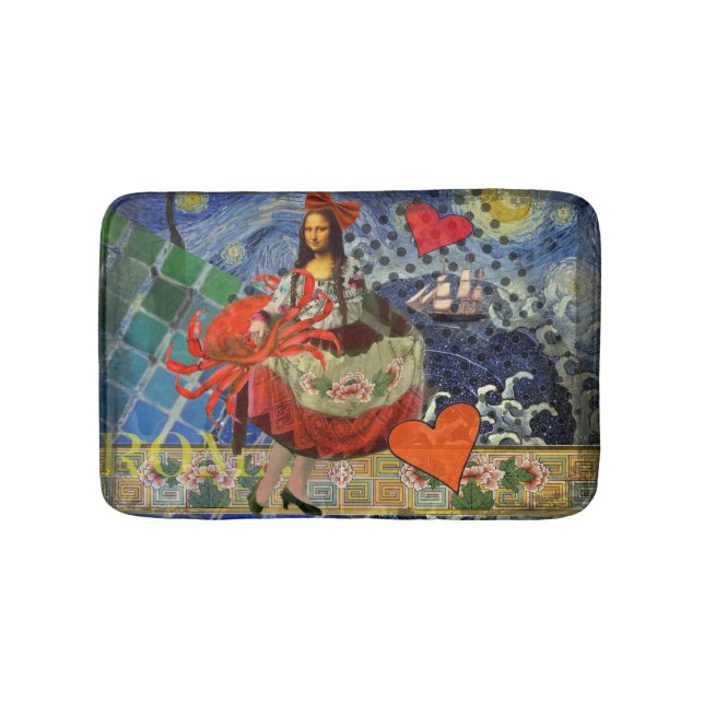 Mona Lisa Fun Zodiac Whimsical Badematte (Vorderseite)