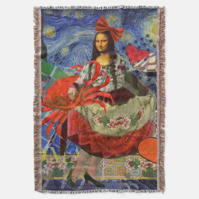 Mona Lisa Fun Zodiac Whimsical Decke (Vorderseite Vertikal)