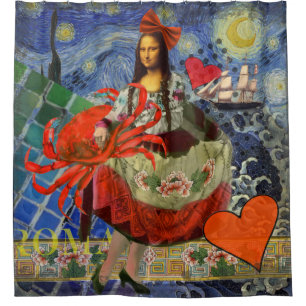 Mona Lisa Fun Zodiac Whimsical  Duschvorhang