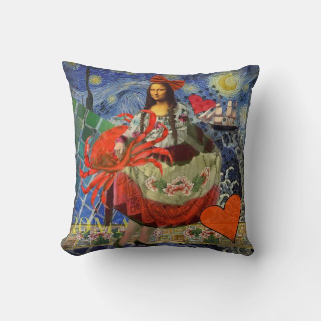 Mona Lisa Fun Zodiac Whimsical Kissen (Vorderseite)