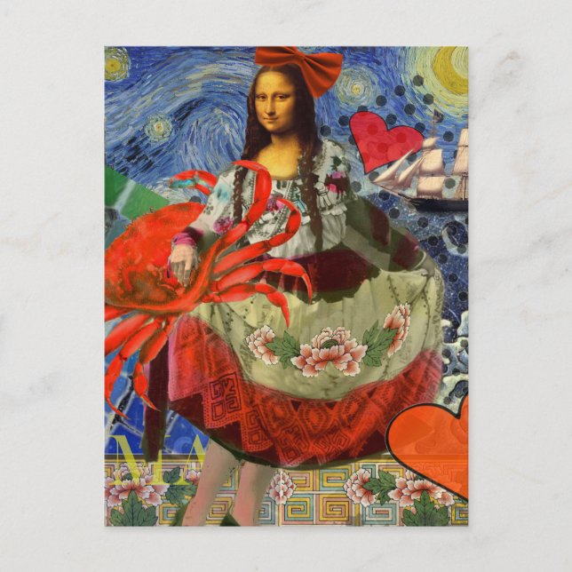 Mona Lisa Fun Zodiac Whimsical Postkarte (Vorderseite)