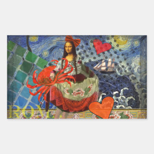 Mona Lisa Fun Zodiac Whimsical Rechteckiger Aufkleber