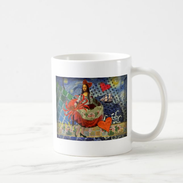 Mona Lisa Fun Zodiac Whimsical Tasse (Rechts)
