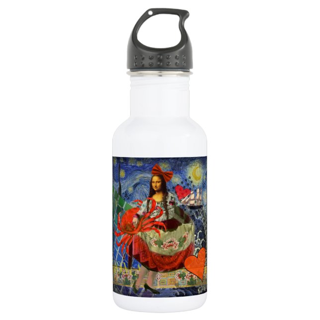 Mona Lisa Fun Zodiac Whimsical Trinkflasche (Vorderseite)