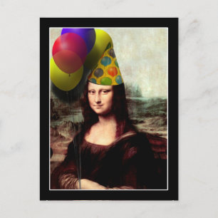Mona Lisa Geburtstagspartyhut Postkarte