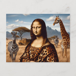 Mona Lisa geht auf Safari Postkarte
