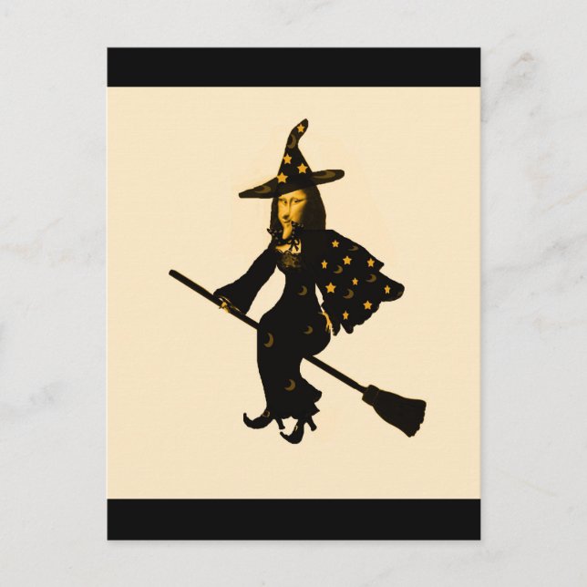 "Mona Lisa geht ins Halloween-Party"* Postkarte (Vorderseite)