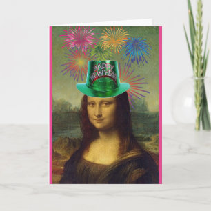 Mona Lisa, glückliches neues Jahr, Kunst Karte