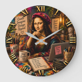 Mona Lisa Graphic Designer Funny Creative Studio Große Wanduhr