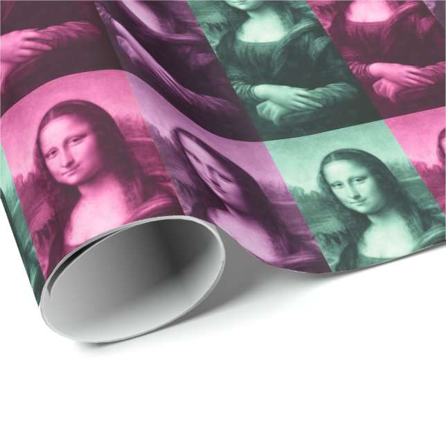 Mona Lisa Green Pink Lila Geschenkpapier (Rolleneckpunkt)