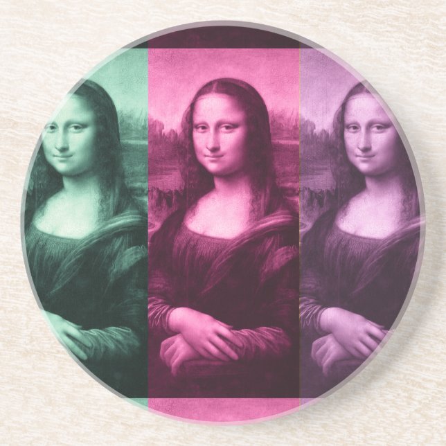 Mona Lisa Green Pink Lila Getränkeuntersetzer (Vorne)