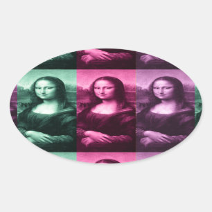 Mona Lisa Green Pink Lila Ovaler Aufkleber