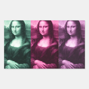 Mona Lisa Green Pink Lila Rechteckiger Aufkleber