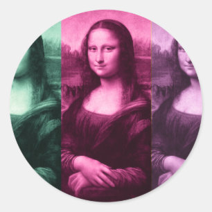 Mona Lisa Green Pink Lila Runder Aufkleber