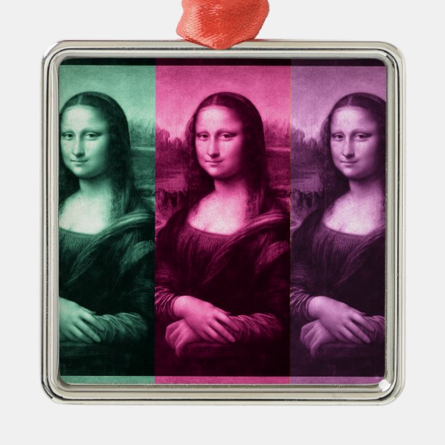 Mona Lisa Green Pink Lila Silbernes Ornament (Vorne)