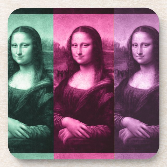Mona Lisa Green Pink Lila Untersetzer (Vorderseite)