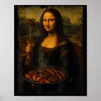 Mona Lisa grillt BBQ lustig