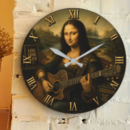 Mona Lisa Guitarist Funny Acoustic Guitar Große Wanduhr