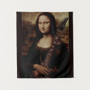 Mona Lisa hält eine Gitarre (Gitarrist) Wandteppich
